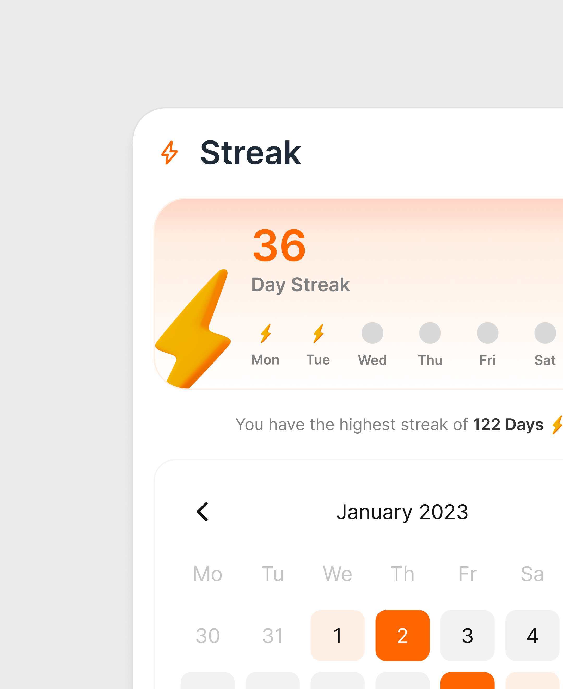 Learning Streak Modal design lxp ui ux uxdesign
