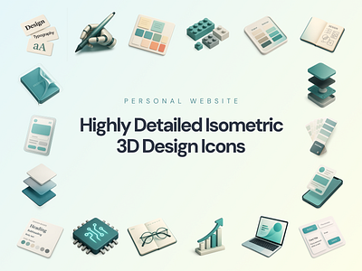 Highly detailed 3D design icons for personal website 3d design assets highly detailed icon icon illustration isometric