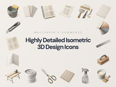 Highly detailed 3D design icons for a wallpaper e-commerce 3d icon design assets detailed icon highly detailed icon icon icon design isometric icon
