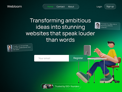Webloom landing page design ui