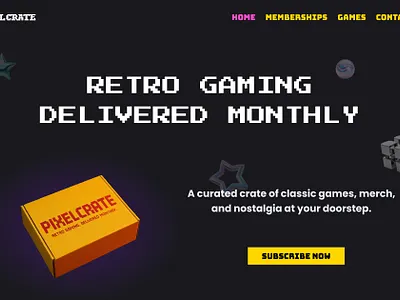 Landing Page Concept Design - Pixelcrate concept daily ui design gaming graphic design landing page modern retro pixel art retro web design