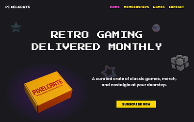 Landing Page Concept Design - Pixelcrate concept daily ui design gaming graphic design landing page modern retro pixel art retro web design