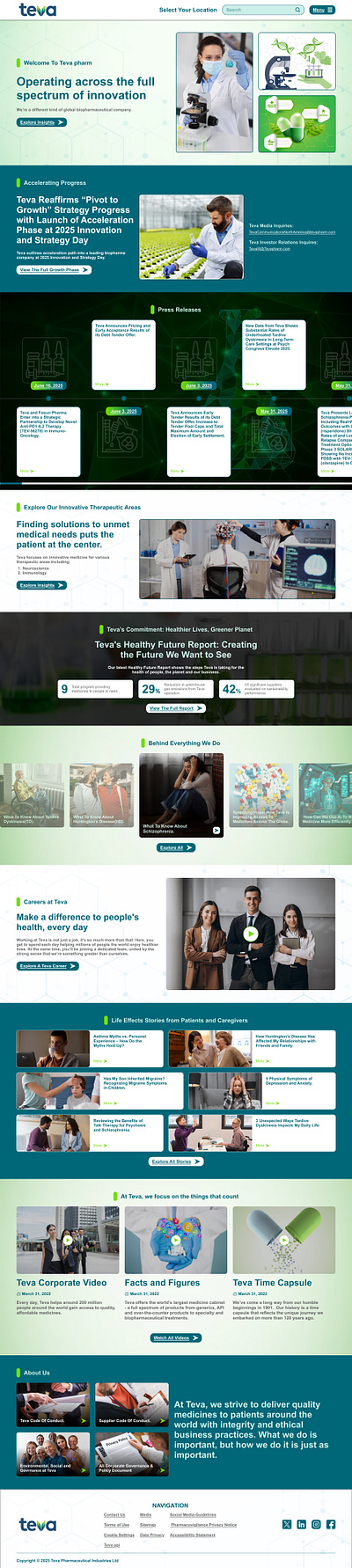 Teva Pharm Home Page Demo ui website