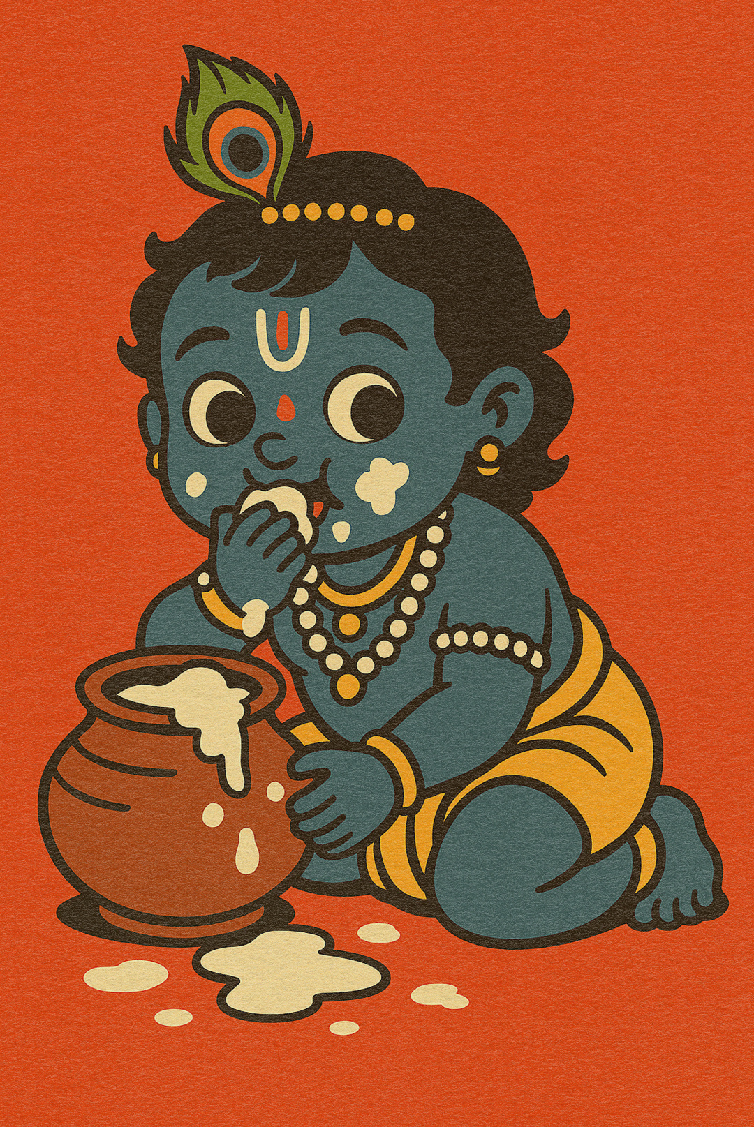 Krishna Leela: Divine Tales of the Eternal Child baby krishna baby krishna illustrations cultural illustration govardhan hill krishna art hindu mythology hindu mythology vector art indian art krishna art krishna art series krishna devotional art krishna leela krishna leela paintings krishna yamuna crossing makhan chor artwork modern devotional religious art spiritual artwork spiritual indian art vector illustration yashoda krishna scene