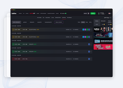 Betlive-betting history page app casino interface mobileapp ui ux webdesign