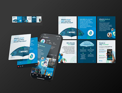 Carousel Design - Branding blue theme brand branding carousel design graphic design health startup hmo instagram insurance mockup photoshop startup