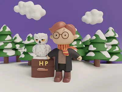HARRY & HEDWIG 🦉 3d animation blender cute graphic design