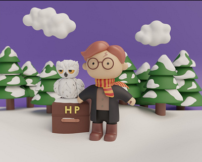 HARRY & HEDWIG 🦉 3d animation blender cute graphic design