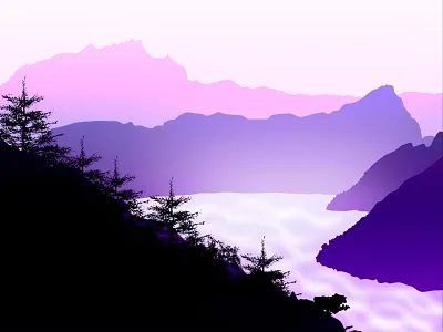 Magic Lake Illustration 🏞️ aesthetic art artwork digital digitalartwork graphic design illustration landscape recommendations vector