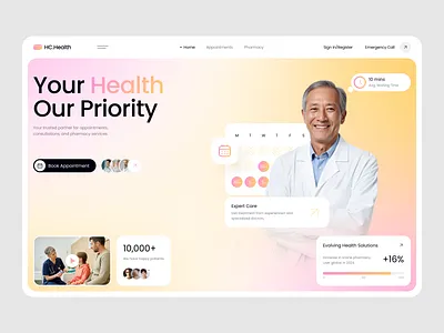 HC.Health Website Hero section alif app care clean design figma graphic design health healthcare landing page medical medicare modern reza site ui ui ux design ux web website
