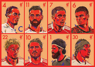 FC Liverpool - 25/26 - Portraits character fc liverpool football football illustrated football illustrations football portraits illustration illustrator liverpool people players portrait portrait illustration procreate soccer soccer illustrations