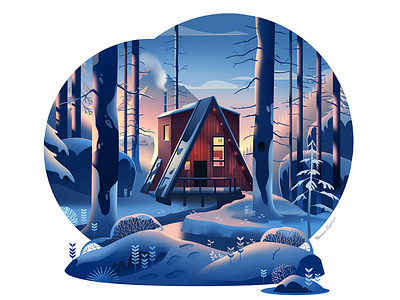 Mountain cabin cabin illustration journey lifestyle mountain offgrid outdoor photoshop poster tinyhome vector