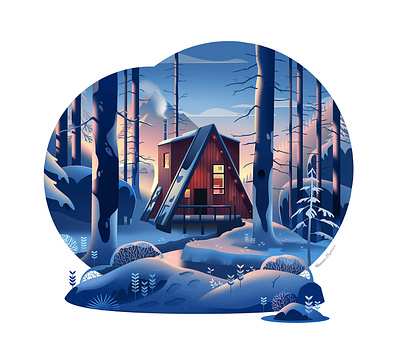 Mountain cabin cabin illustration journey lifestyle mountain offgrid outdoor photoshop poster tinyhome vector