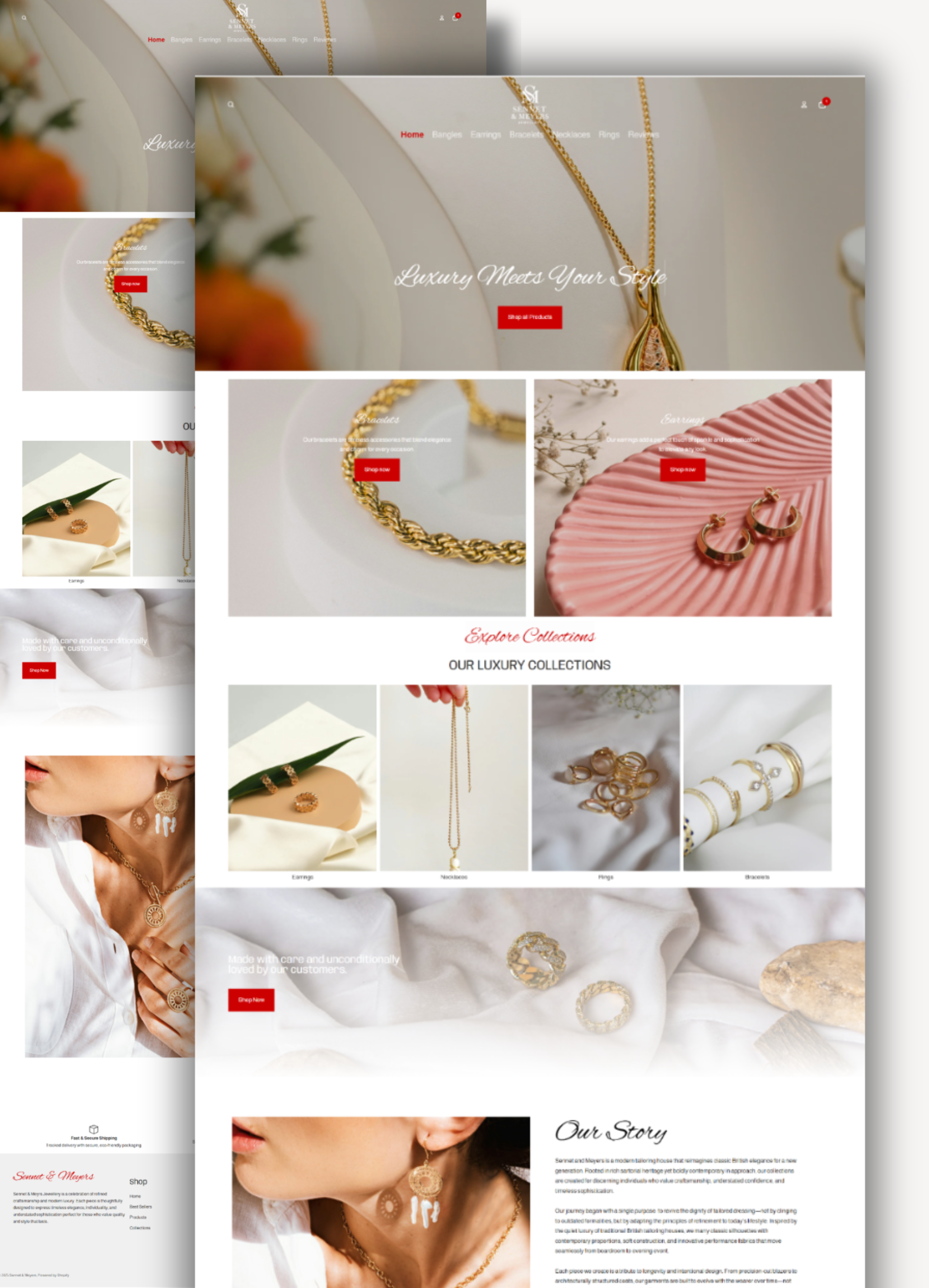 Luxury vs. Modern Clean Shopify Websit branding color pattle color schema design designer dropshipping e commerce graphic design jewellery brand logo premium jewellery shopify shopify store shopify theme shopify ui shopify website colors ui ux website design