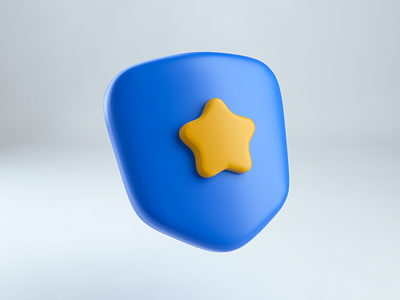 Badge Illustration 3d 3d art badge blue branding cinema4d clay colorful cute graphic design icon illustration octane safety star ui yellow