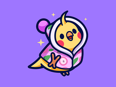 Cozy cockatiel in kawaii hoodie ✨ animal bird brand cartoon cockatiel colorful cute friendly fun icon illustration kawaii logo mascot yellow