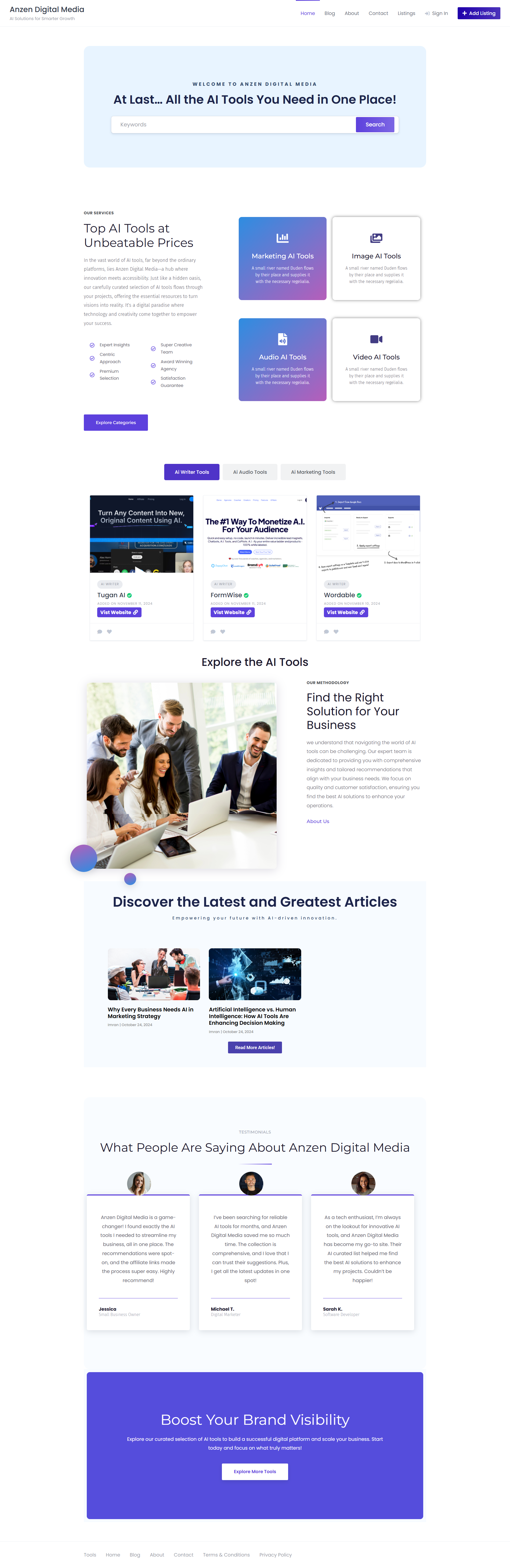 Anzen Digital Media - Affiliate Marketing Website Design affiliate landing page design marketing ui ux website