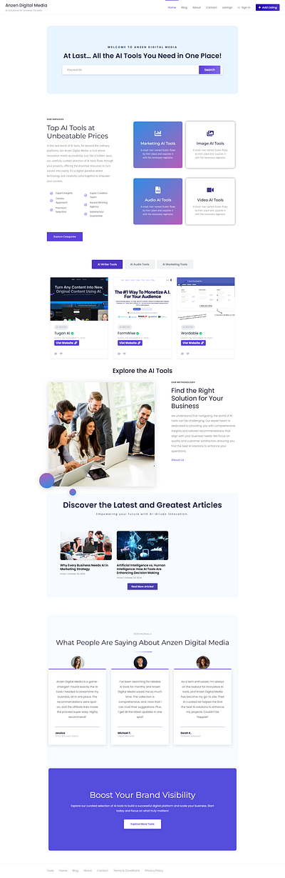 Anzen Digital Media - Affiliate Marketing Website Design affiliate landing page design marketing ui ux website