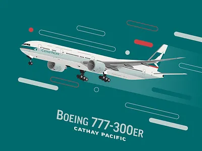 Cathay Pacific B77W aircraft airline airliner airplane aviation boeing cathay pacific illustration jet plane