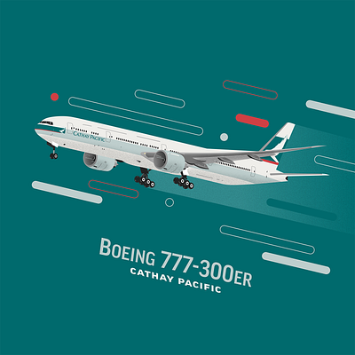 Cathay Pacific B77W aircraft airline airliner airplane aviation boeing cathay pacific illustration jet plane