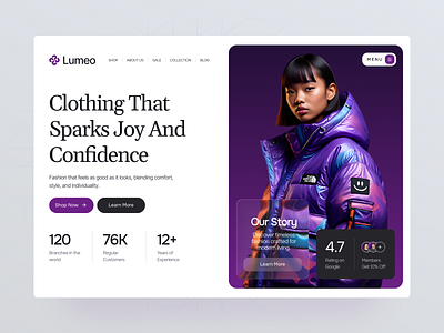 Lumeo – Online Clothing Store Website Design 👕 apparel brand ui cleanui clothing store website creativeagency ecommerce ui fashion ecommerce fashion web design landing page lifestyle website minimal ecommerce design modern design modern website design online fashion shop responsive web design user interface design web design web design concept
