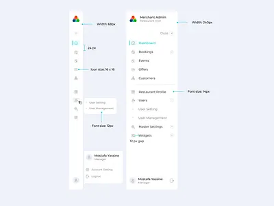 Sleek Expandable Side Navbar | Navigation expandable navbar management app menu navbar navigation bar navigation drawer responsive sidebar restaurant app side bar side menu side menu bar side navbar side navigation bar sidebar navigation web menu web navbar website menu