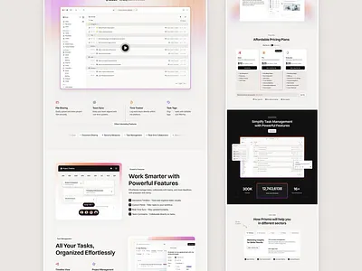 Task Management Landing Page Design. automatic business design figma framer landing page productivity project management tool saas task management task scheduling website ui uiux ux web design website design wordpress workflow