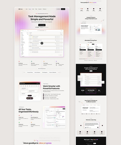 Task Management Landing Page Design. automatic business design figma framer landing page productivity project management tool saas task management task scheduling website ui uiux ux web design website design wordpress workflow