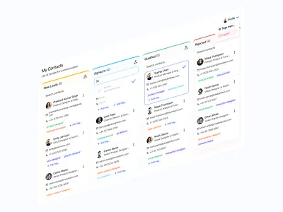 My contacts/prospect - mini-crm view card ui crm ui figmadesign productdesign prospect card ui saas tags ui