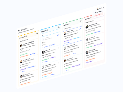 My contacts/prospect - mini-crm view card ui crm ui figmadesign productdesign prospect card ui saas tags ui