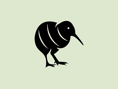 Kiwi Bird animal bird black branding eco elegant emblem geometric illustration kiwi kiwi bird logo kiwi logo logo design minimal nature negative space newzealand outdoor outline teamography
