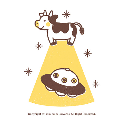 Cow & UFO abduction adobeillustrator adobephotoshop animal cattle mutilation character cow cute illustration illustrator kawaii pop ufo