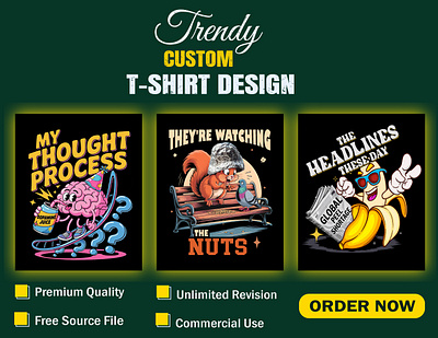 Bold & Funny Custom T-Shirt Designs cool t shirt custom tees funny shirt art shirt illustration t shirt design trendy tees vector t shirt