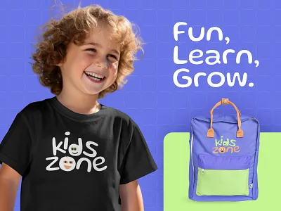 Kids zone - Kids platform brand identity branding colorful logo kids brand kids learning platfrom kids logo kids play ground kids school kids zone logo design modern logo playful logo ui