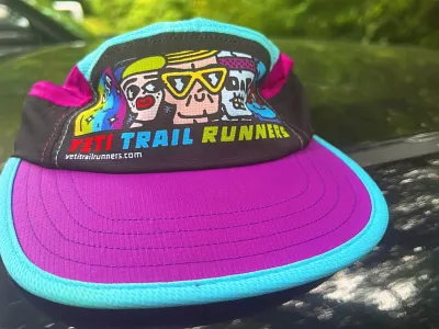 Yeti Trail Runners Cap cap clothing cute design doodle fun illustration japanese kawaii merch merch designer pop art print art print designer retro design runners t shirt design tshirt vintage yeti