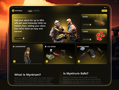 MYNTRUM - Casino Website Design casino interface casino mobile app casino website cs2 csgo csgo website gambling website game mobile app online game skin betting ui ux web design