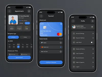 Doctor Booking & Patient Care App – Clean Mobile UI Concept app ui australia healthcare clean ui dashboard design doctor appointment doctorapp health app healthcare app healthtech hospital app medical startup medtech modern design patient booking telemedicine ui design uiux usa healthcare ux design