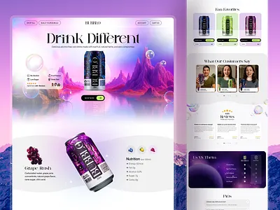 Bubblo-Home page for e-commerce website design beverage branding design design studio drinks ecommerce ecommerce design food and drink graphic design home page intarface interaction landing page minimal soft drinks ui uiux ux web website