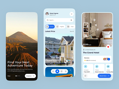 Travel and Hotel Booking Mobile App app design booking app design design trend flight flight booking hotel booking interface mobile app tourism app travel travel agency travel app travel booking traveling trip ui ux vacation