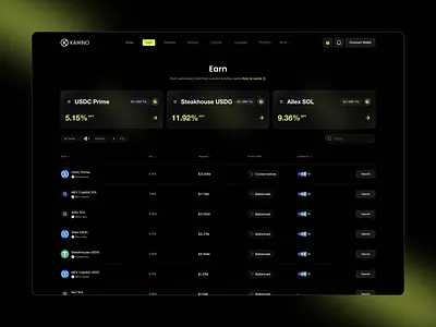 Crypto Earn Page black crypto crypto dashboard crypto earn page dark defi earn web app web design website