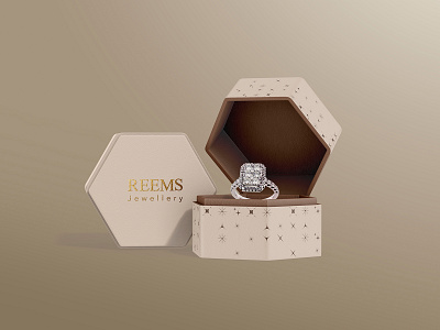 Package Design for Reems Jewellery box box design brand branding design digital digital art elegant feminine graphic design identity branding jewellry jewelry label label design luxury modern package package design