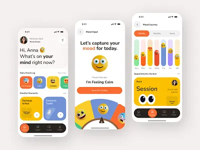 Mental Health Mobile App app app design calm app health app health journal mental care mental health minimalism app mobile mobile app mood app mood tracker self care ui ux wellness