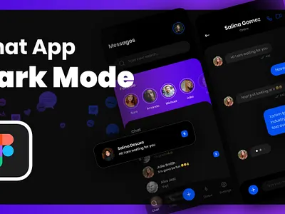 Chat Messaging App UI Design in Figma - Dark Theme app design app ui design chat chat app conversation app dark theme download freebie downloadfreebie figma free source freebies inbox messages messaging app mobile app mobile ui social app ui design uiux uixdesignacademy