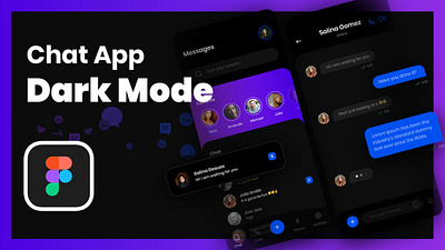 Chat Messaging App UI Design in Figma - Dark Theme app design app ui design chat chat app conversation app dark theme download freebie downloadfreebie figma free source freebies inbox messages messaging app mobile app mobile ui social app ui design uiux uixdesignacademy
