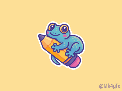 Gecko On A Pencil Logo (for sale) animal branding cartoon chameleon colorful cute design education gecko graphic design happy illustration lizard logo logos modern pen pencil reptile