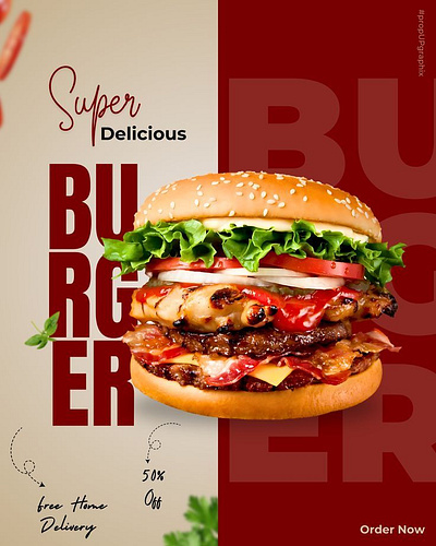 Burger Poster Design banner branding broucher graphic design poster ui