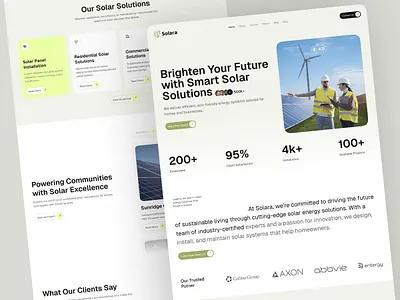 Solara – Smart Solar Solutions Landing Page design interface landing page popular product service solar startup ui ux web website