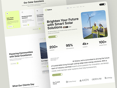 Solara – Smart Solar Solutions Landing Page design interface landing page popular product service solar startup ui ux web website