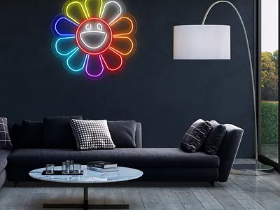 Smile Face Neon Sign in Multicolors Tubes acrylicneon customneon graphic design illustration neon neonlogo neonsigns signs