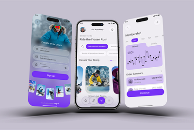 Adventure Mobile App UI Design adventureappui app design mobile app skidiveapp smart ski snow app design travel ui uiux winter sports app